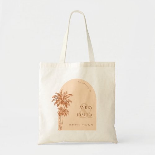 Terracotta Palm Trees Ampersand Boho Wedding Favor Tote Bag