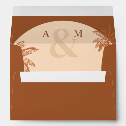Terracotta Palm Trees  Ampersand Monogram Wedding Envelope