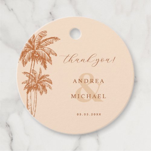 Terracotta Palm Trees Ampersand Thank You Wedding Favor Tags