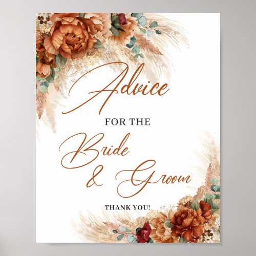 Terracotta pampas Advice for the bride and groom Poster