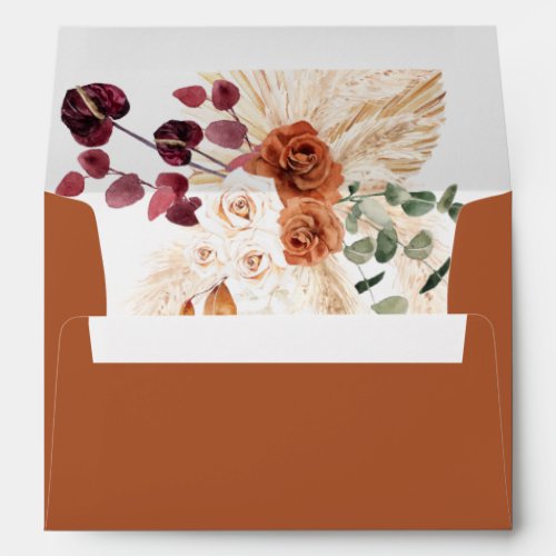 Terracotta Pampas Boho Envelope Burnt Orange