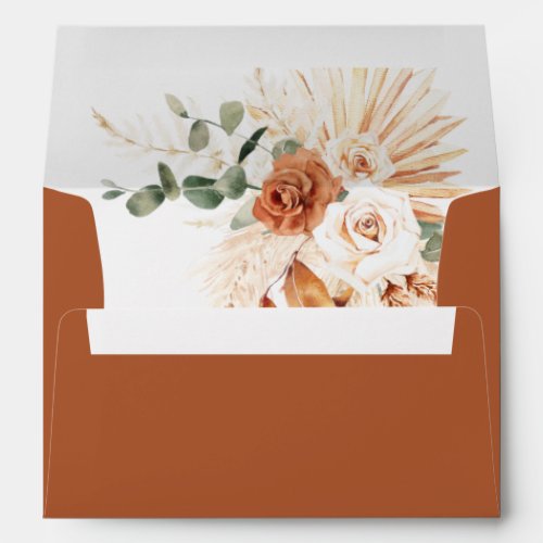 Terracotta Pampas Boho Envelope Burnt Orange