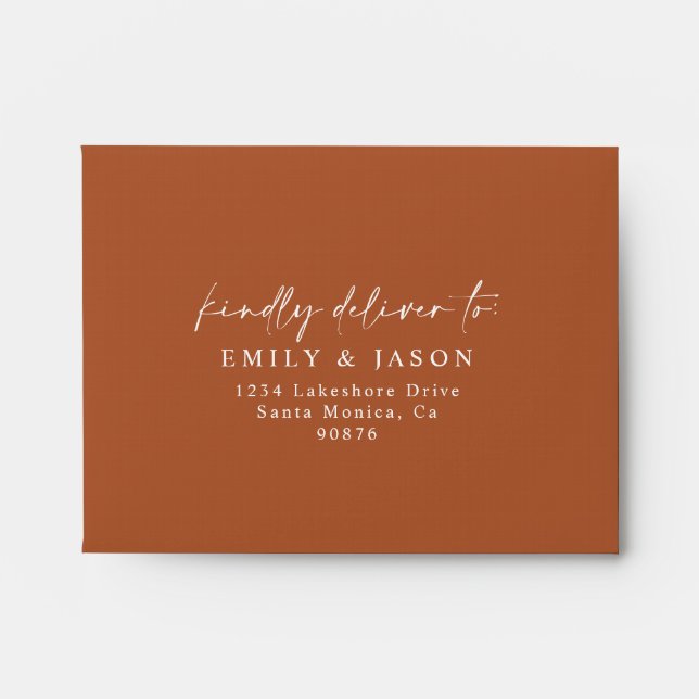 Terracotta Pampas Boho Return RSVP Envelope (Front)