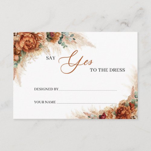 Terracotta pampas copper Say Yes to the dress Card