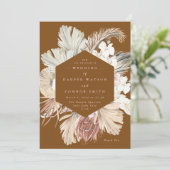 Terracotta Pampas Dried Grass Floral Jungle Invitation (Standing Front)