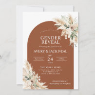 Terracotta Pampas Grass Baby Gender Reveal Invitation