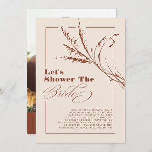 Terracotta Pampas Grass Boho Bridal Shower Photo Invitation