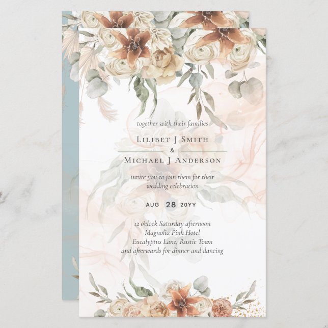 Terracotta Pampas Grass BOHO Wedding (Front/Back)