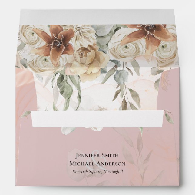 Terracotta Pampas Grass BOHO Wedding Envelope (Back (Bottom))