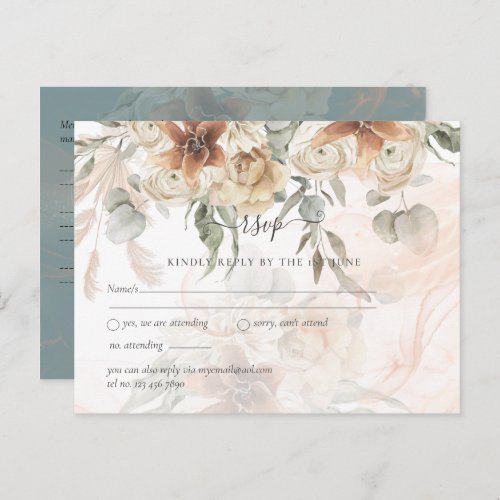 Terracotta Pampas Grass BOHO Wedding Postcard