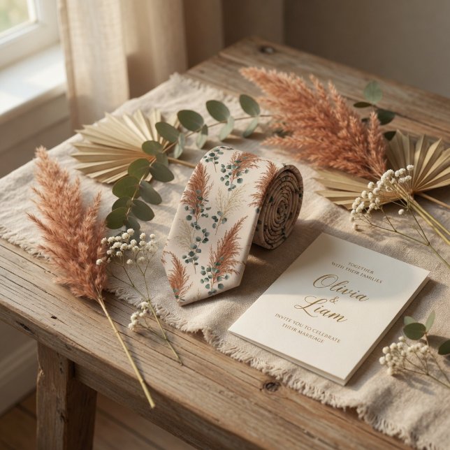 Terracotta Pampas Grass & Eucalyptus Neck Tie (Creator Uploaded)