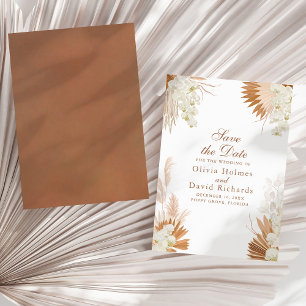 Terracotta Pampas Grass Floral Boho Save the Date 