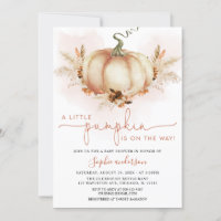 Terracotta Pampas Grass Little Pumpkin Baby Shower Invitation