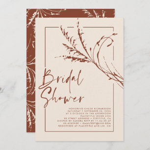 Terracotta Pampas Grass Modern Boho Bridal Shower Invitation