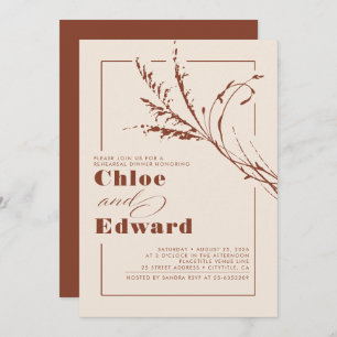 Terracotta Pampas Grass Modern Rehearsal Dinner Invitation