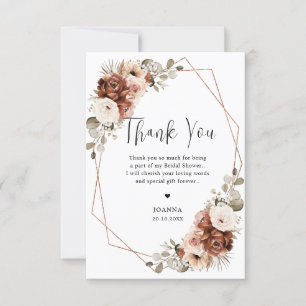 Terracotta Pampas Grass Rustic Bridal Shower Thank You Card