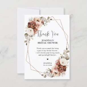 Terracotta Pampas Grass Rustic Bridal Shower Thank You Card