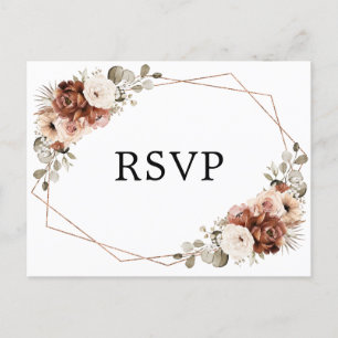 Terracotta Pampas Grass Rustic Geometric Boho RSVP Postcard