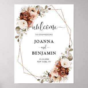 Terracotta Pampas Grass Rustic Geometric Welcome Poster
