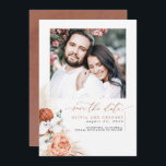 Terracotta Pampas Grass Save The Date Photo<br><div class="desc">Exotic terracotta flowers,  white orchids,  and pampas grass save the date photo cards</div>