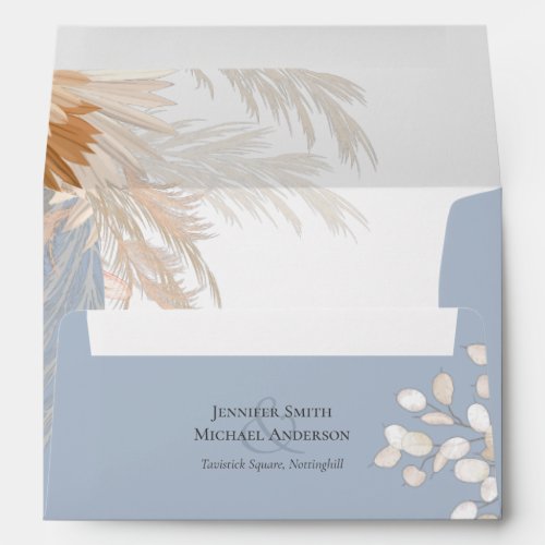 Terracotta Pampas Grass Tropical Wedding Envelope