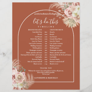 Terracotta Pampas Grass Wedding Schedule Timeline