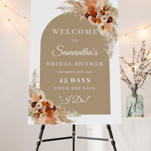 Terracotta pampas grass welcome count down  foam board (In Situ (Stand))