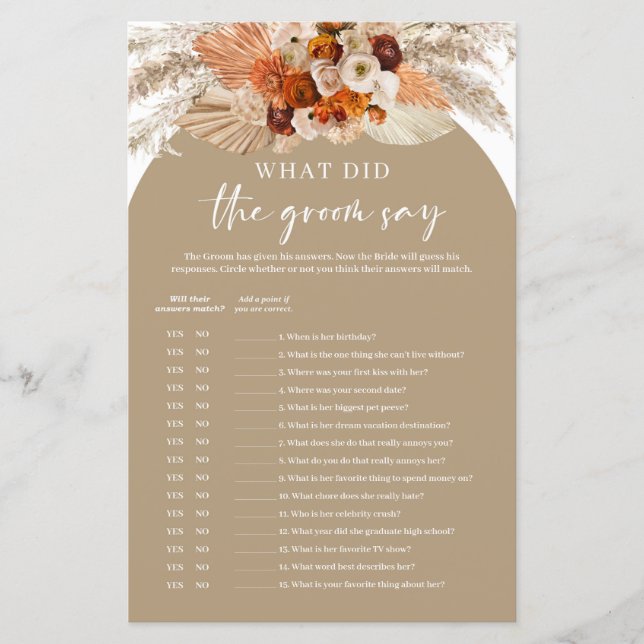 Terracotta pampas grass What did the groom say (Front)