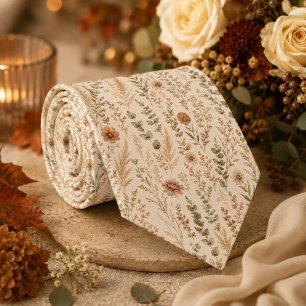 Terracotta Pampas Grass Wildflower Meadow Neck Tie