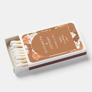 Terracotta Pampas Rustic Arched Floral Wedding Matchboxes