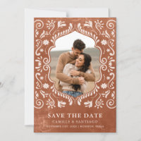 Terracotta Papel Picado Photo Save the Date
