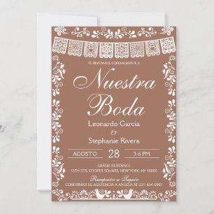Terracotta Papel Picado Spanish Wedding Invitation