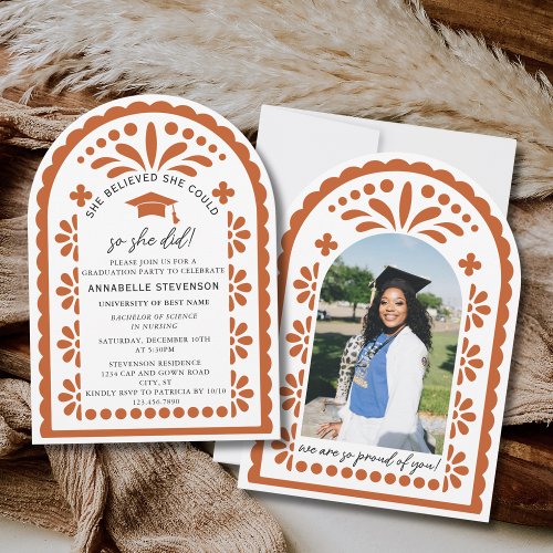 Terracotta Papel Picado Talavera Photo Graduation