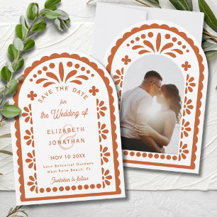Terracotta Papel Picado Talavera Photo Wedding Save The Date