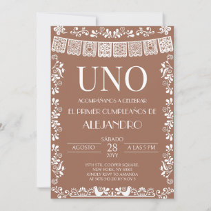 Terracotta Papel Picado UNO First Boy Invitation