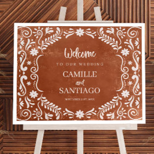 Terracotta Papel Picado Wedding Welcome Sign Templ