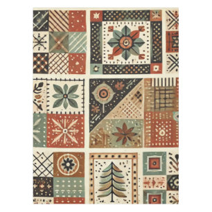 Terracotta Patchwork Quilt Rustic Vintage Floral Tablecloth