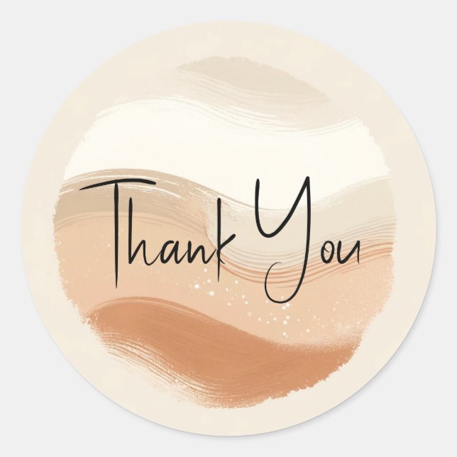 Terracotta Peach & Beige Bohemian Modern Wedding  Classic Round Sticker (Front)