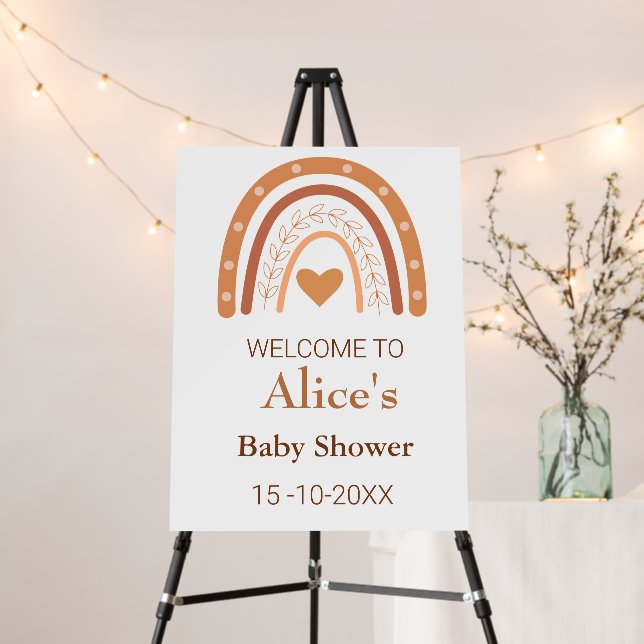 Terracotta  peach boho rainbow Baby Shower Welcome Foam Board (In Situ (Stand))