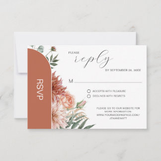 Terracotta & Peach Floral Autumn Wedding Invitation