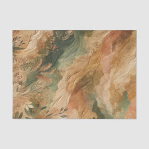 Terracotta Peach Pressed Flowers Boho  Tissue Paper