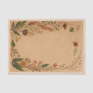 Terracotta Peach Pressed Flowers Boho  Tissue Paper