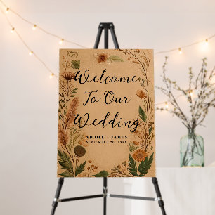 Terracotta Peach Pressed Flowers Boho Wedding Foam Board