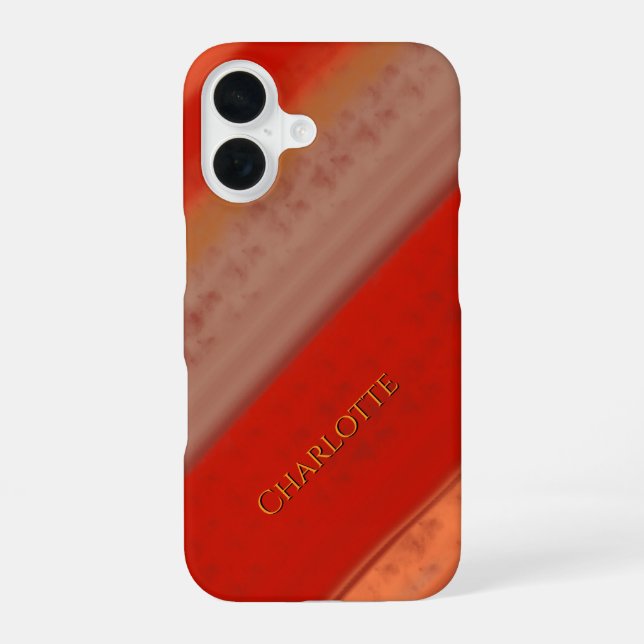 Terracotta Peach Stripes Custom Name  iPhone Case (Back)