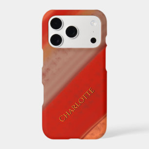 Terracotta Peach Stripes Custom Name iPhone 17 Pro Case