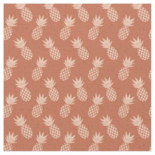 Terracotta & Peach Tropical Pineapple Pattern Fabric
