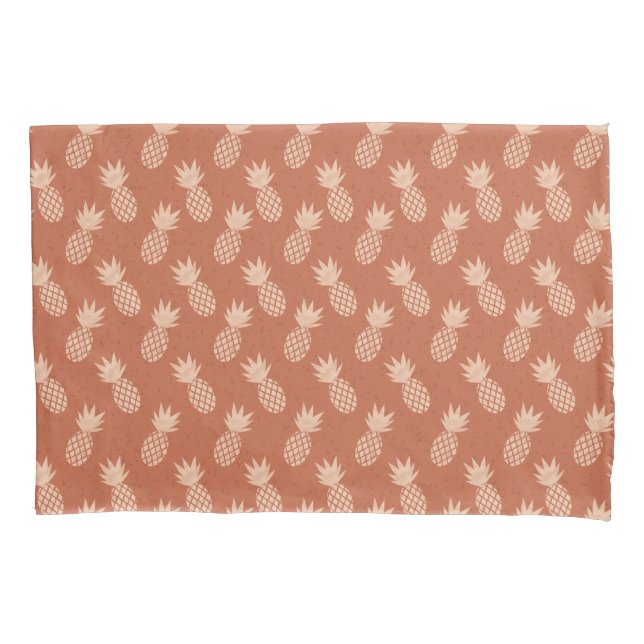 Terracotta & Peach Tropical Pineapple Pattern Pillow Case (Front)