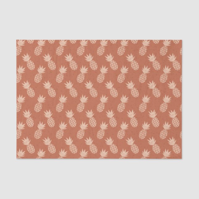 Terracotta & Peach Tropical Pineapple Pattern Tissue Paper (Front)