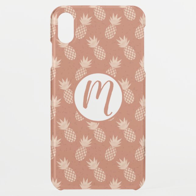 Terracotta & Peach Tropical Pineapple Pattern Uncommon iPhone Case (Back)