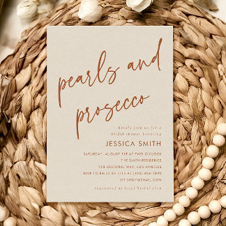 Terracotta Pearls and Prosecco Bridal Shower Invitation